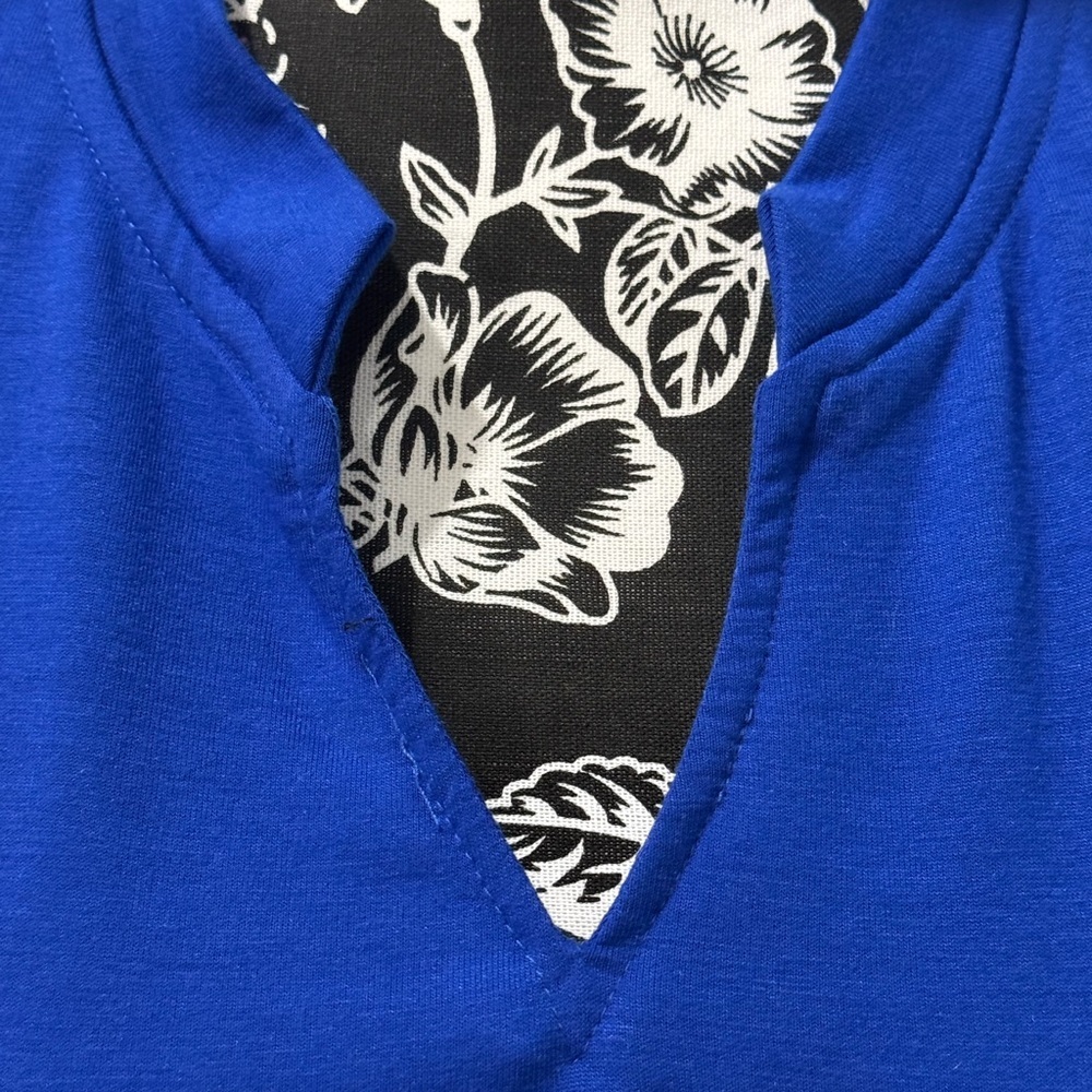 Gameday Blue Orange Sequin Sleeve Top Split Neck XS NWT - Picture 8 of 13